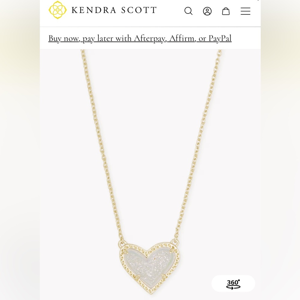 Kendra Scott Ari Heart Gold Pendant Necklace in Iridescent Drusy